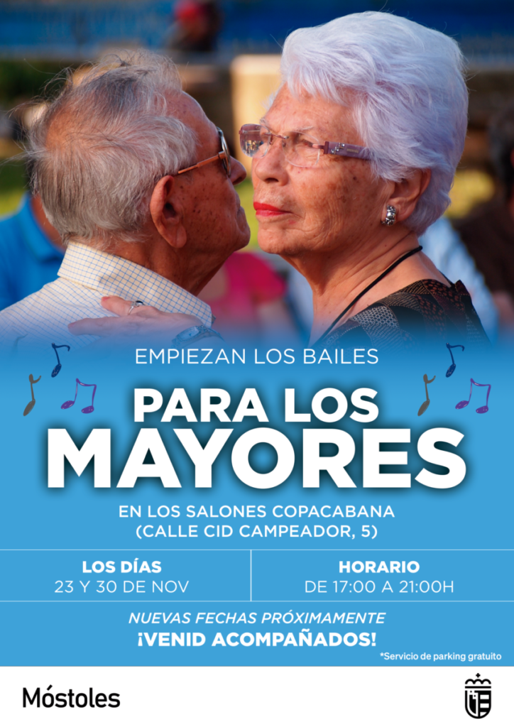 Cartel del baile para los mayores en Móstoles