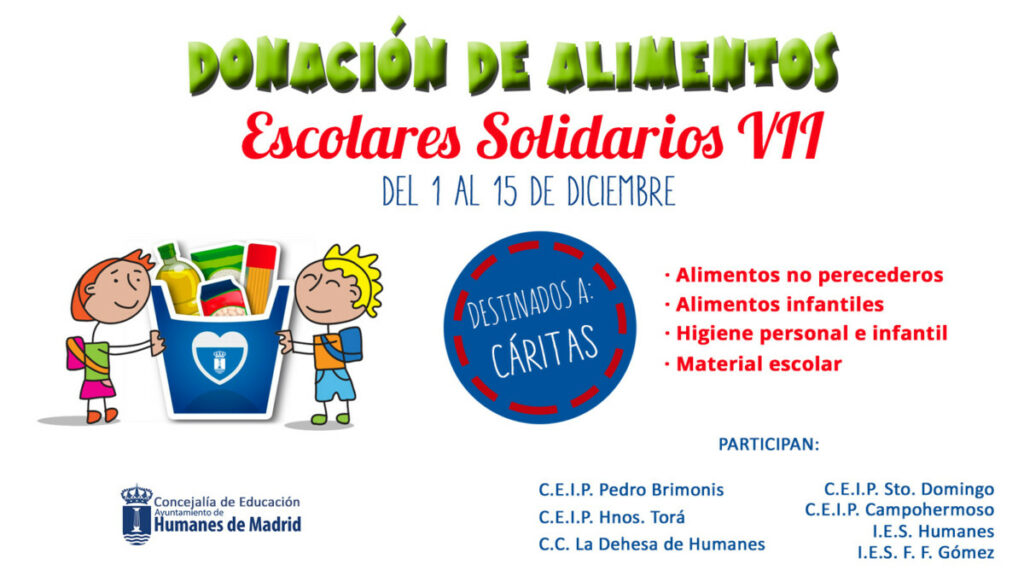 Cartel de la campaña de donación de alimentos de Humanes de Madrid.